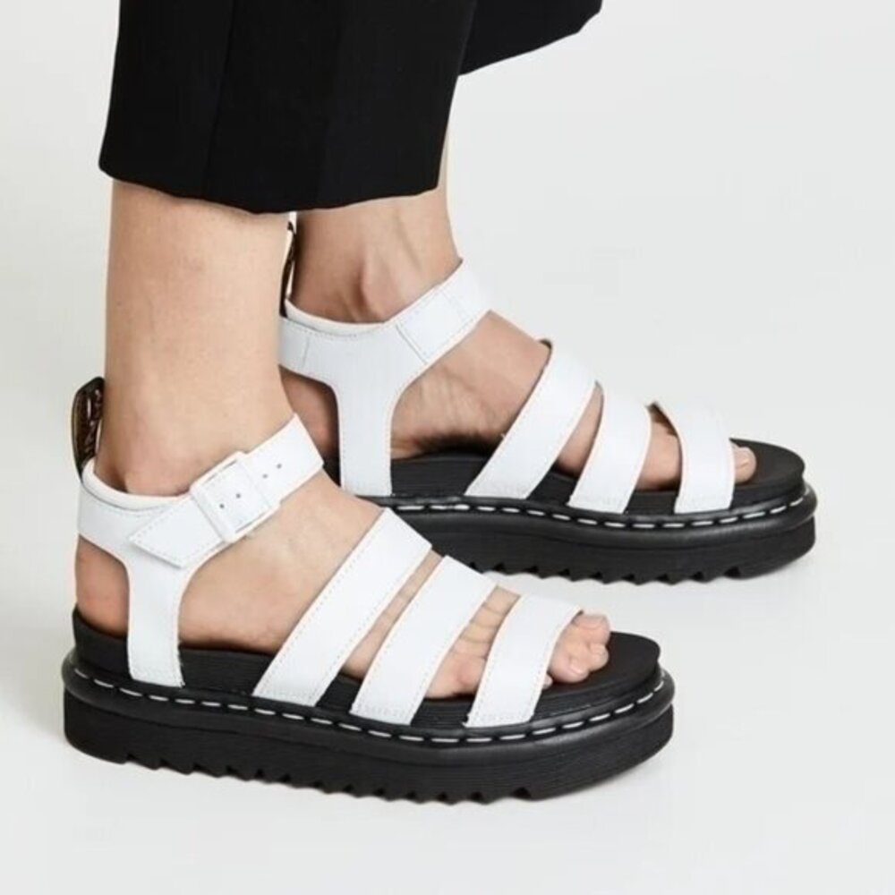 Doc Martens Blaire White Leather Platform Ankle Strap Sandals EU 38
